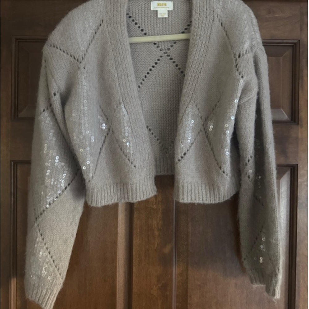 Anthropologie Maeve NEW Cropped Sequin Cardigan/Shrug Sweater OS - Picture 4 of 7